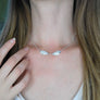 16" chain hanging at collarbone