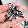 large mothman cryptid necklace handmade in sterling silver by xanne fran studios