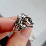 side profile of 3D angry woman yelling in solid sterling silver