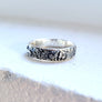 sterling wide band ring with morel mushrooms