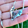 handcrafted bat necklace in sterling silver