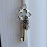 antique sterling silver key with 3D honeybee carved design