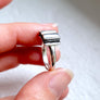 sideview of book ring's pages in solid sterling silver