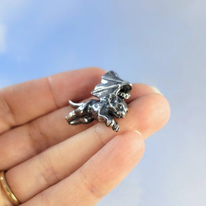 cute detailed face of bat cat necklace charm