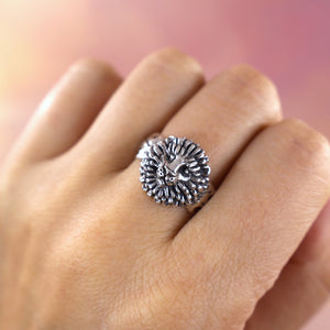 wildflower dandelion ring in sterling silver