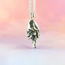 sterling silver hand with crossed fingers charm necklace