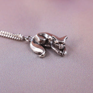 sleepy fox pendant in sterling silver