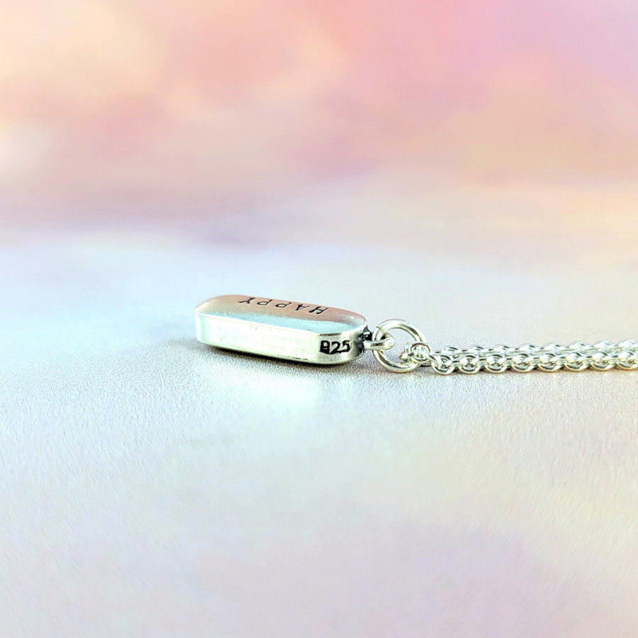 925 hallmark on side of happy pill chill pill necklace