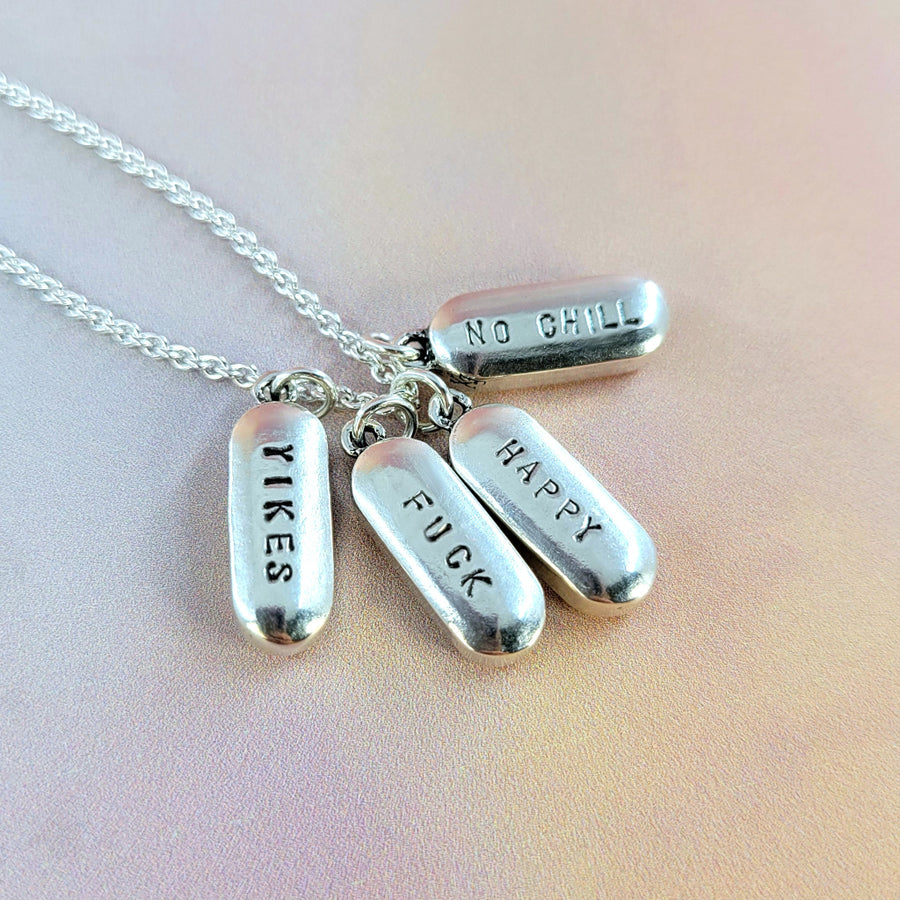 funny pain killer pill drug necklace, real size