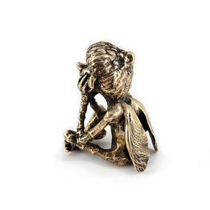 cross-legged bronze fairy sculpture