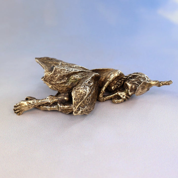 sleeping fairy in bronze by xanne fran