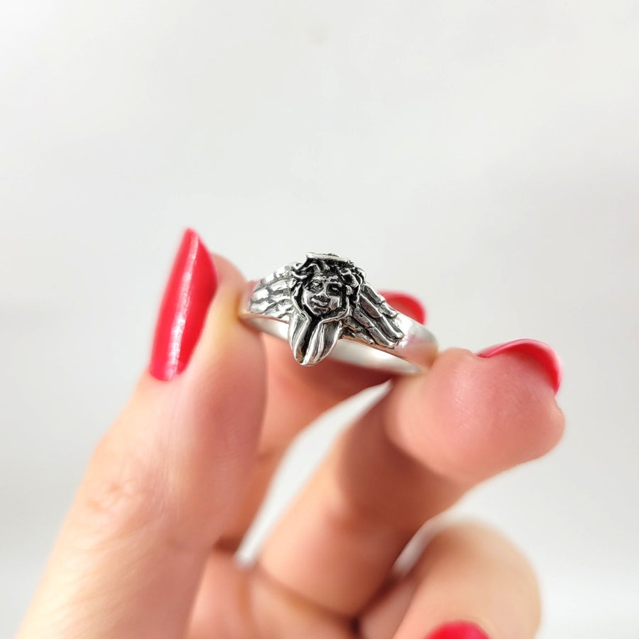 handmade sterling silver angel ring