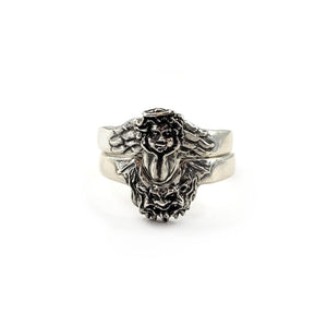pair of sterling angel and devil stacking rings