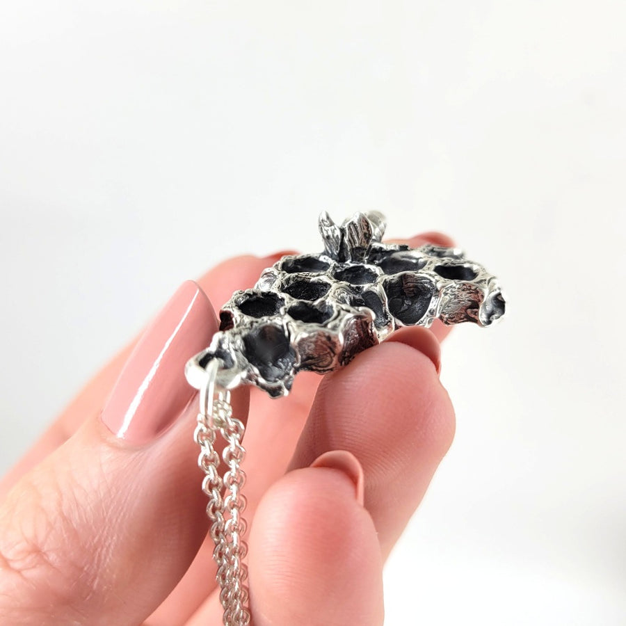 solid cast honeycomb necklace