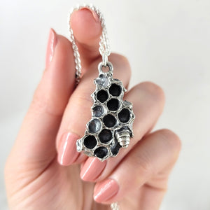large honeycomb with honeybee necklace
