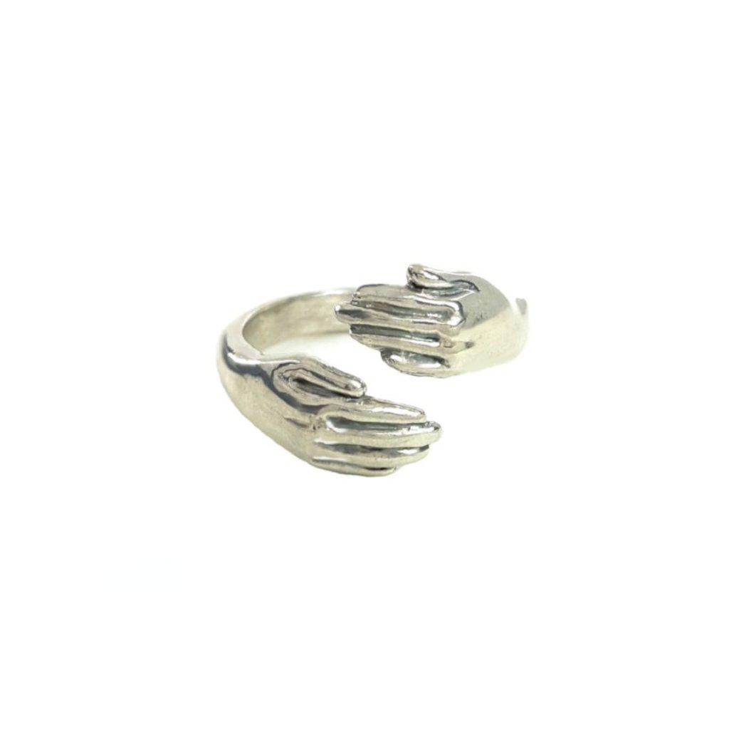 Amazon.com: Gilieyer Hug Ring, Sterling Silver Hug Rings for Women Girls Silver  Hugging Hands Open Promise Ring Jewelry Hug Hands Mens Rings Couples  Wedding Bands Adjustable Solid Vintage Silver Ring (Silver): Clothing,