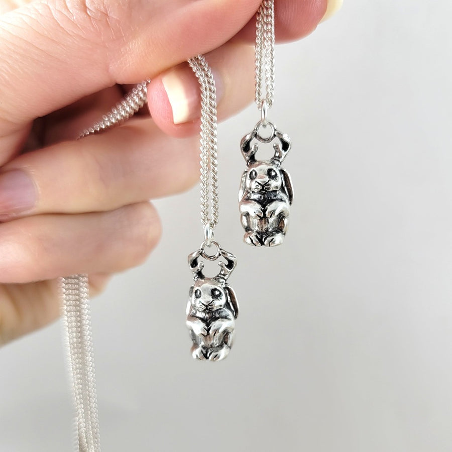 dainty silver jackalope charm necklace