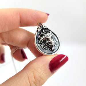 krampus pendant in sterling silver