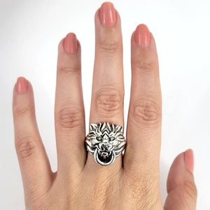 handcrafted sterling lion ring