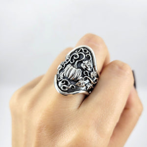 giant pumpkin statement ring in sterling silver