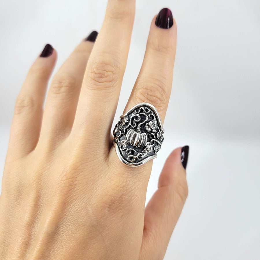 heavy sterling silver pumpkin ring