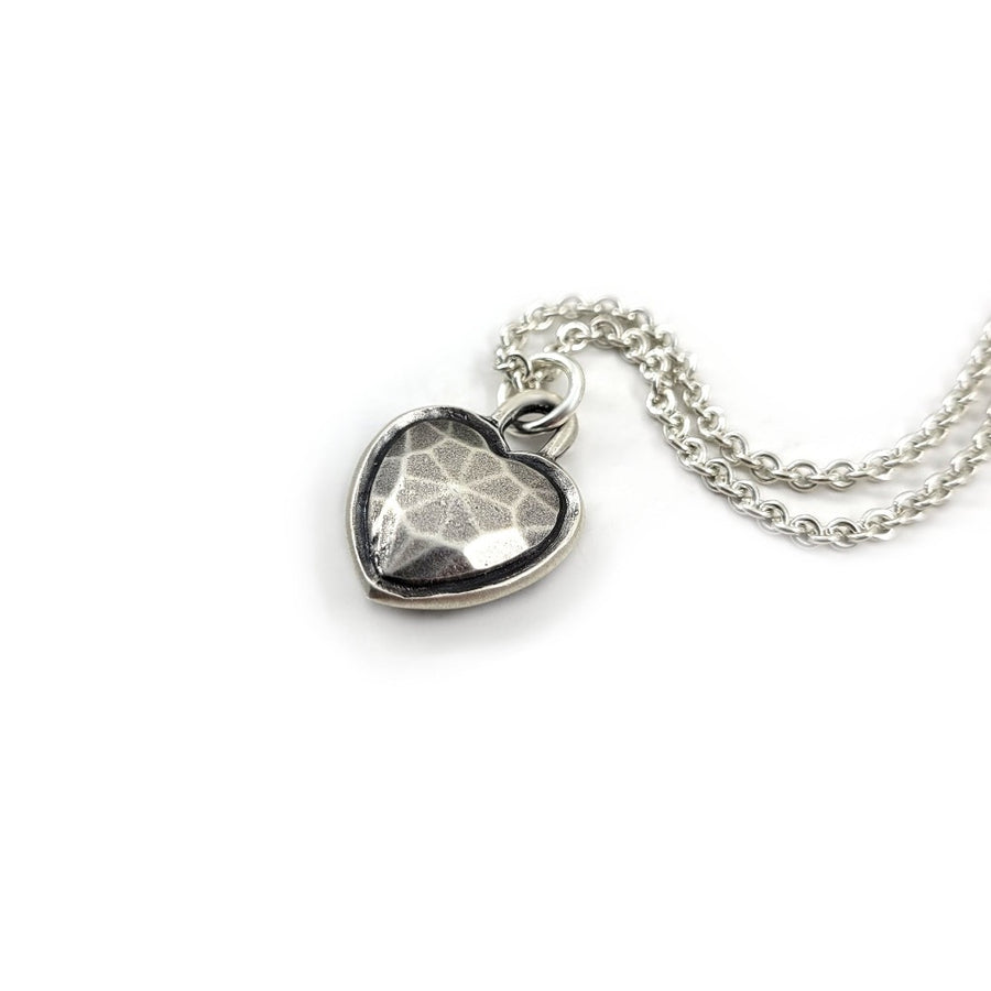 blackened silver heart necklace