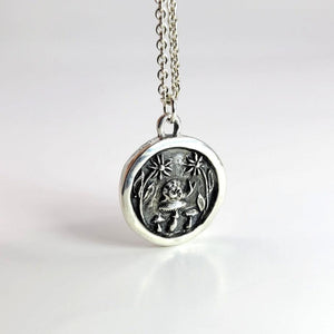 sterling silver forest scene pendant