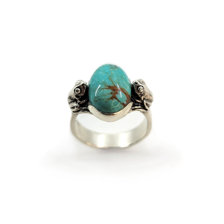 sterling silver turquoise frog ring