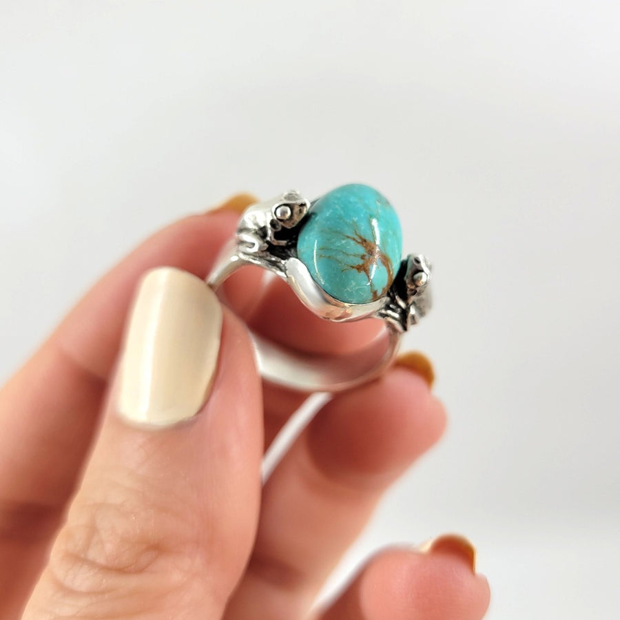 one of a kind turquoise frog ring