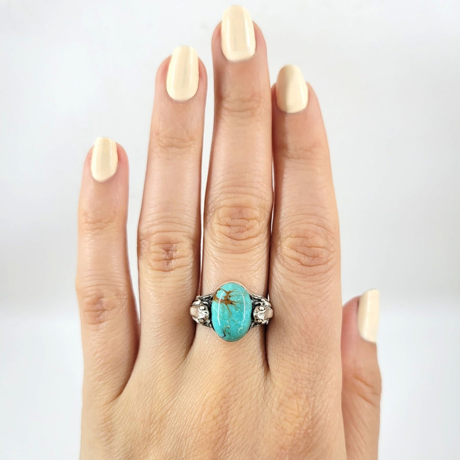 oval turquoise ring with frogs by xanne fran